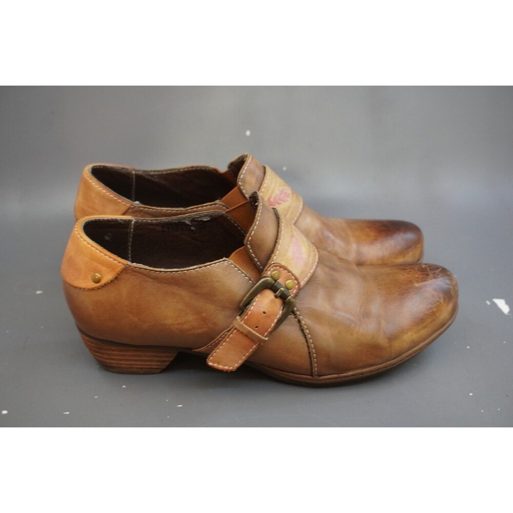 L'Artiste Spring Step Lynette Brown Leather Shooties Clogs Shoes EU 38 US 7.5 8